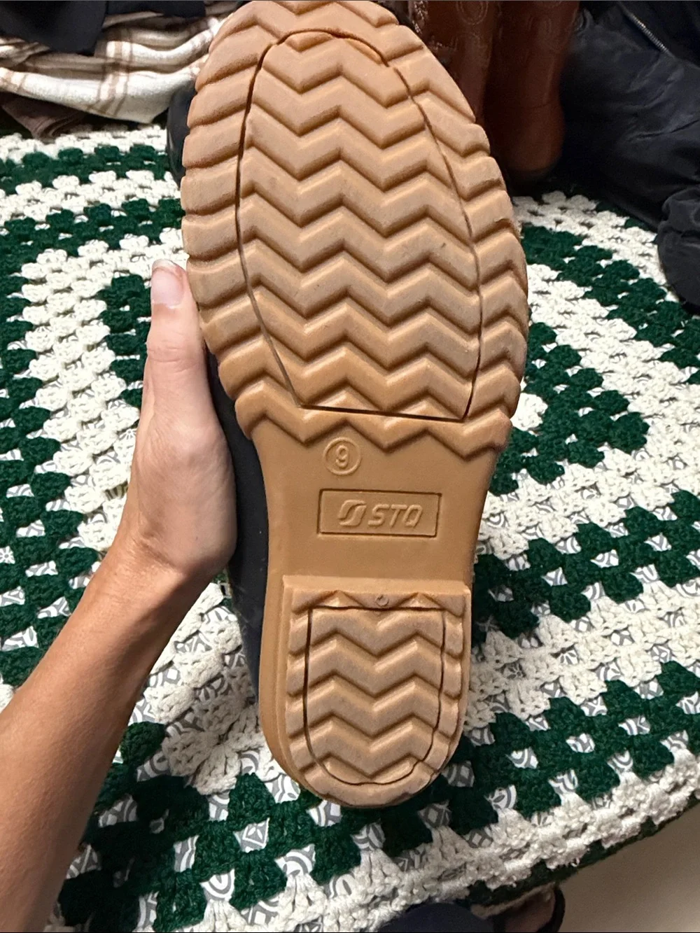 Men's Tan Quilted Waterproof Duck Boots with Black Rubber Shell